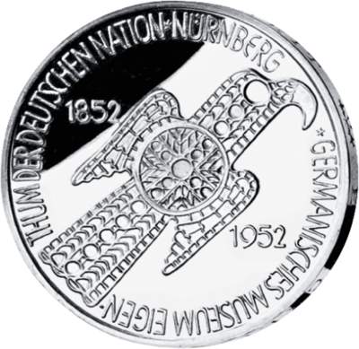 Legend&auml;r: Das 5-DM-St&uuml;ck &bdquo;Germanisches Museum&ldquo; in Silber