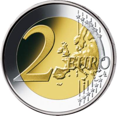 Die Vorderseite des 2-Euro-St&uuml;cks