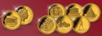 7 Weltwunder der Antike in Gold