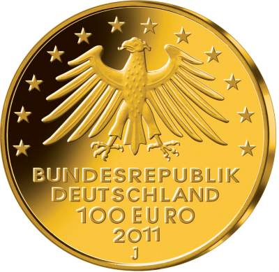 100-Euro-M&uuml;nze "UNESCO Welterbe Wartburg" R&uuml;ckseite