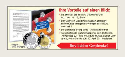 Sammelmappe und 2 Euro K&ouml;ln gratis!