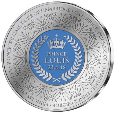 Une monnaie commémorative argentée 2018 pour honorer le bébé royal, son altesse prince Louis ...